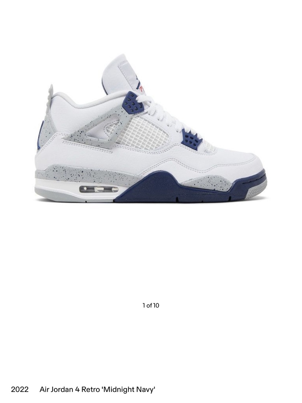 Air Jordan 4 Retro Midnight Navy White/Gray with original packaging
